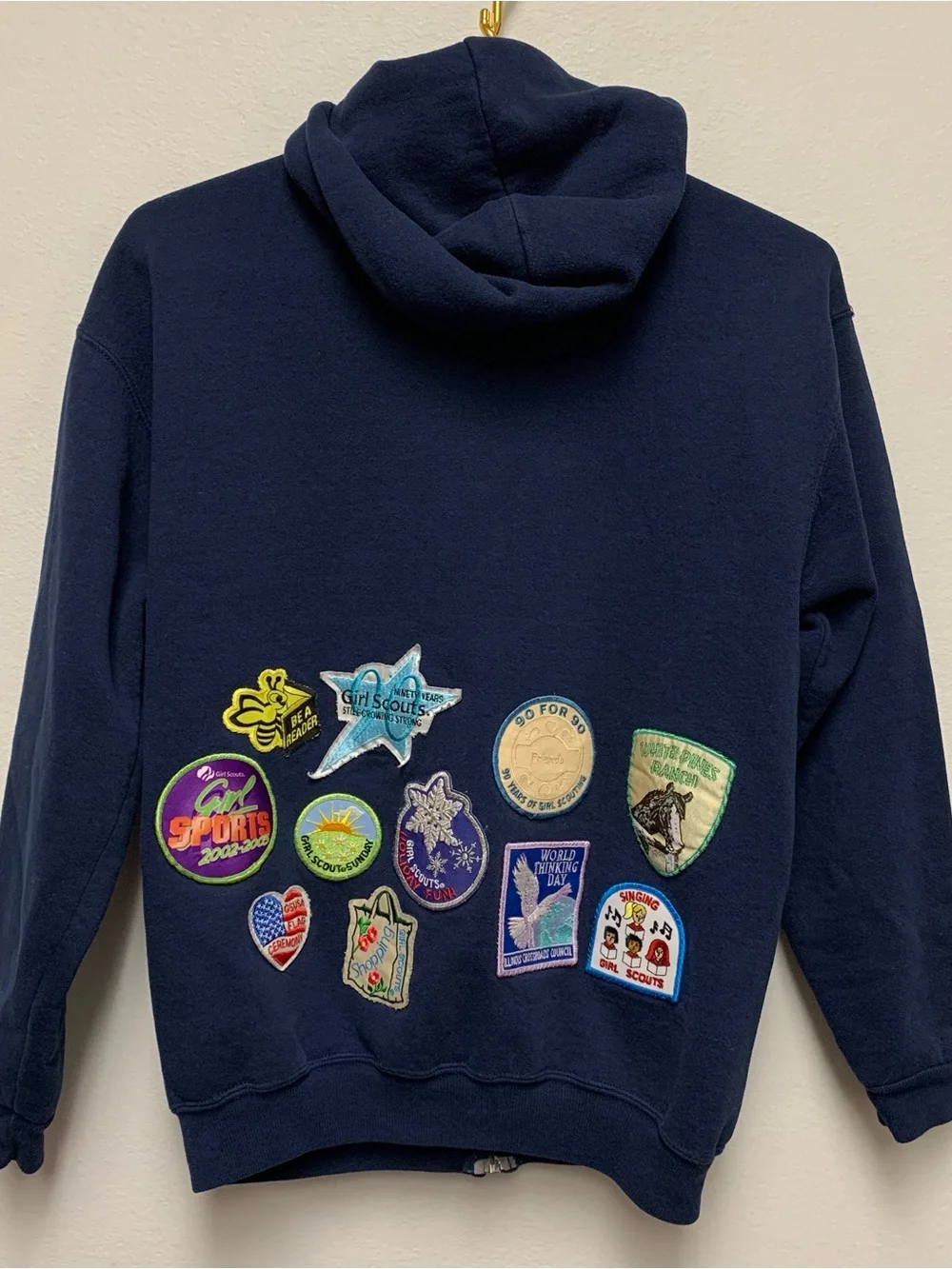 Vintage Y2K Girl Scout Patch Zip Hoodie Sweatshirt Youth XL Russell Athletic 00s